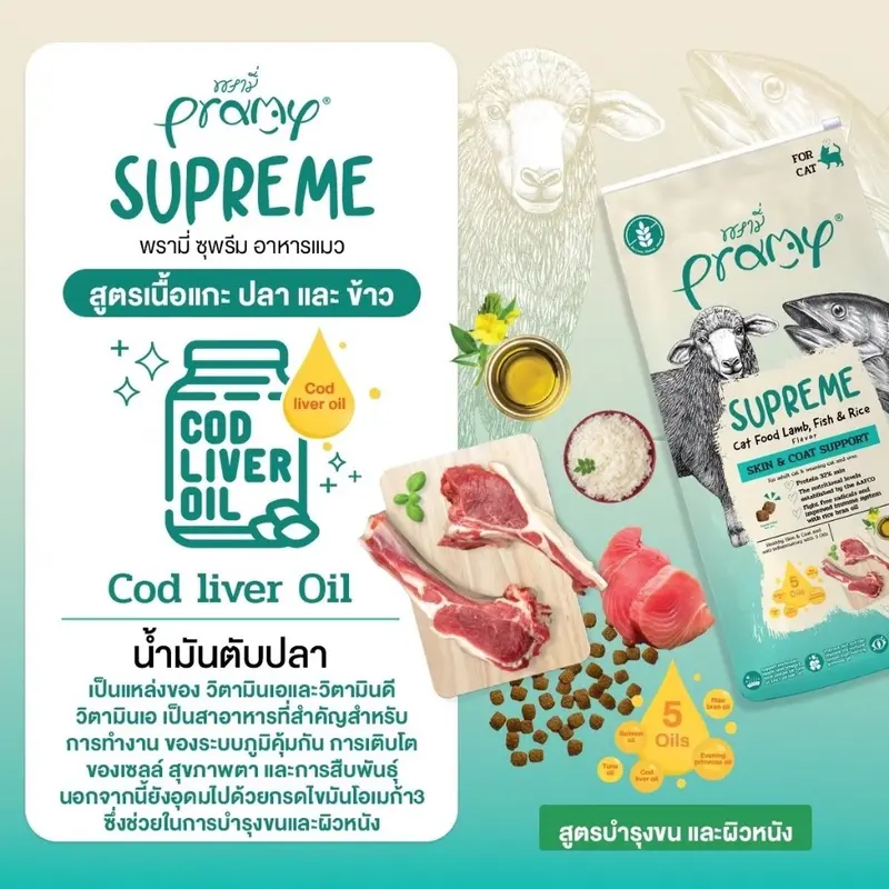 [1-3kg] Pramy Supreme พรามี่ ซุพรีม อาหารเม็ดแมว สำหรับแมวทุกช่วงวัย (ถุงซิปล็อค) [Exp.21.12.26.] - ภาพที่ 5