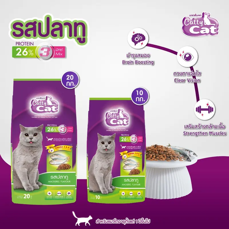 [1 kg] Cattycat แคทตี้แคท อาหารเม็ดแมว โปรตีน 26% ขนาด 1 กิโลกรัม - ภาพที่ 5