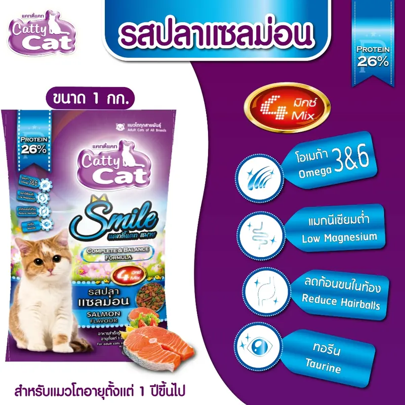 [1 kg] Cattycat แคทตี้แคท อาหารเม็ดแมว โปรตีน 26% ขนาด 1 กิโลกรัม - ภาพที่ 6