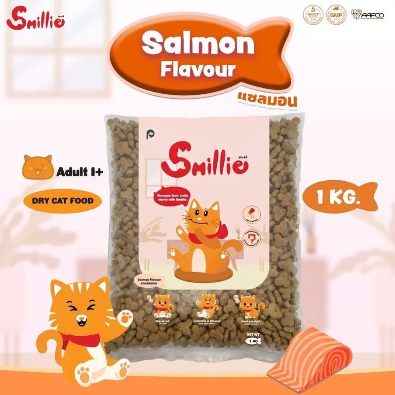 [1 kg.] Smillie อาหารเม็ด สำหรับแมวโตทุกสายพันธุ์ โปรตีนสูง ช่วยบำรุงขนและผิวหนัง ขนาด 1kg - ภาพที่ 6