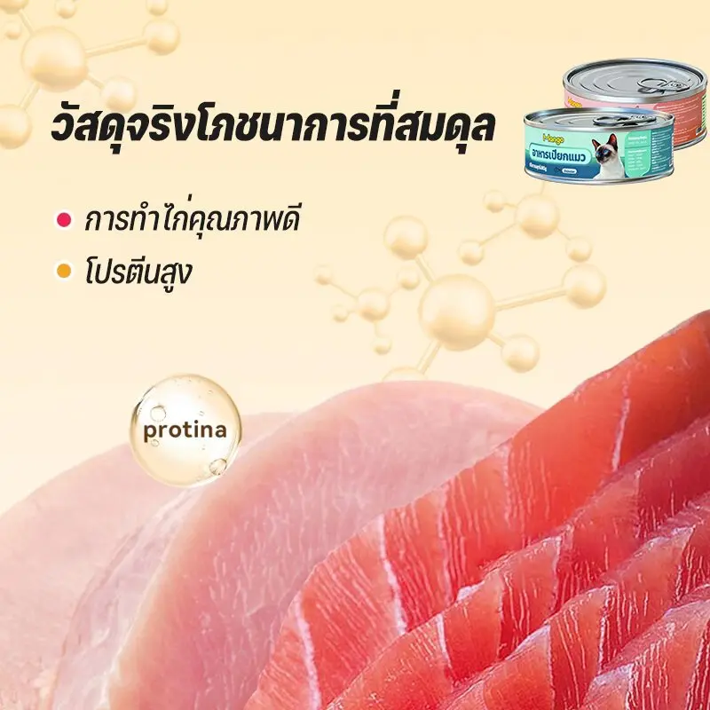 (10 กระป๋อง) อาหารแมวเกรดพรีเมี่ยม อาหารแมวเปียก อาหารแมวกระป๋อง 90g. วันที่ผลิตสด พร้อมส่ง - ภาพที่ 6