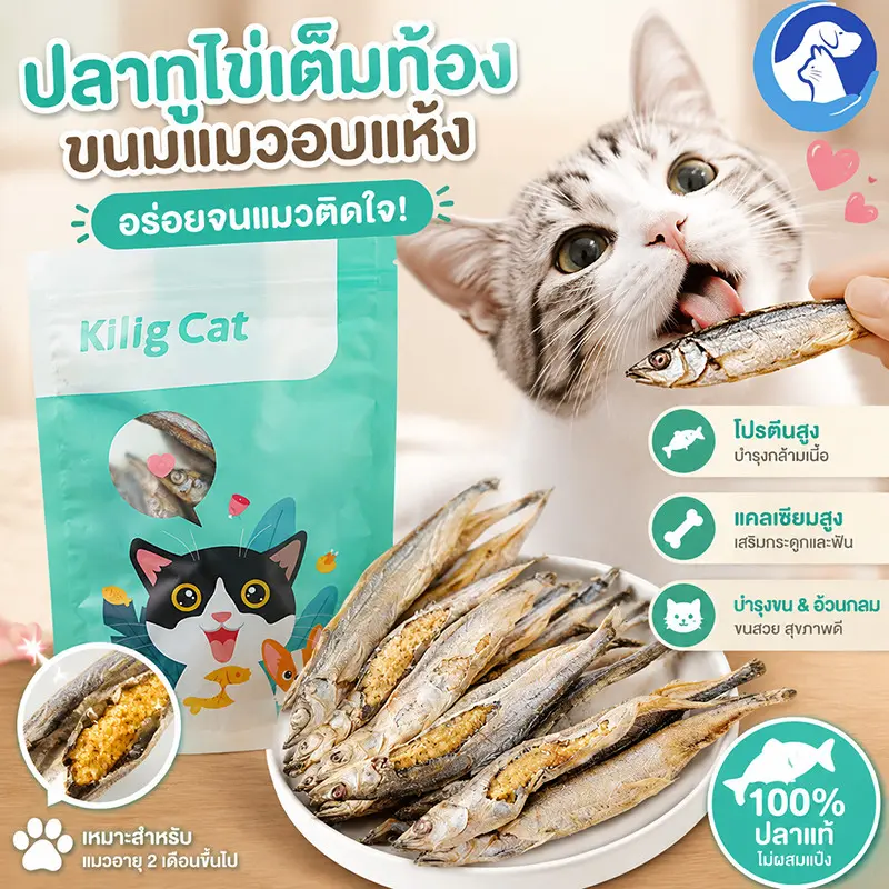 ปลาไข่แมว ขนมแมว อบแห้ง ปลาไข่เต็มตัว… ปลาไข่แมว ขนมแมว อบแห้ง ปลาไข่เต็มตัว…
