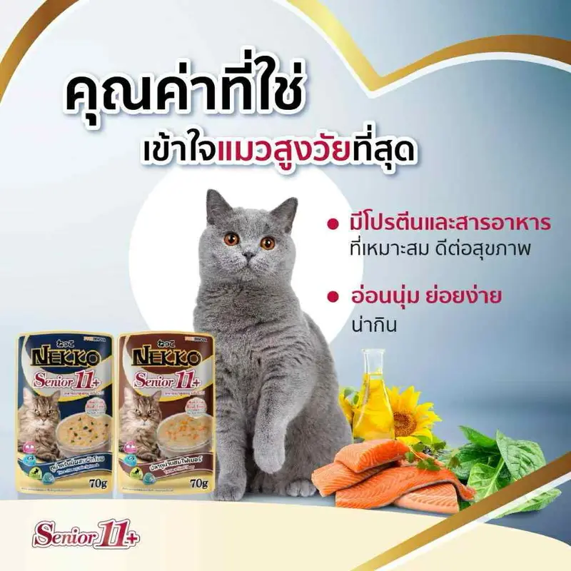 Nekko เน็กโกะ อาหารเปียกแมว ลูกแมว อาหารเปียกเยลลี่ เกรวี่ แมวสูงวัย แมวแก่ ขนาด 70 กรัม - ภาพที่ 5