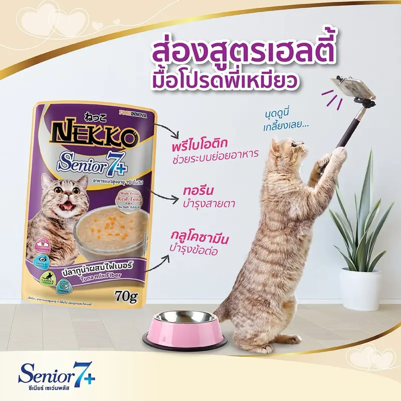 [12 ซอง] Nekko เน็กโกะ อาหารเปียกแมว คละได้ แมวโต ลูกแมว ไม่เติมเกลือ ขนาด 70g - ภาพที่ 6
