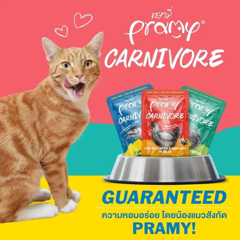 12 ซอง Pramy Carnivore อาหารแมวเปียก โปรตีนสูง 11%… - ภาพที่ 4