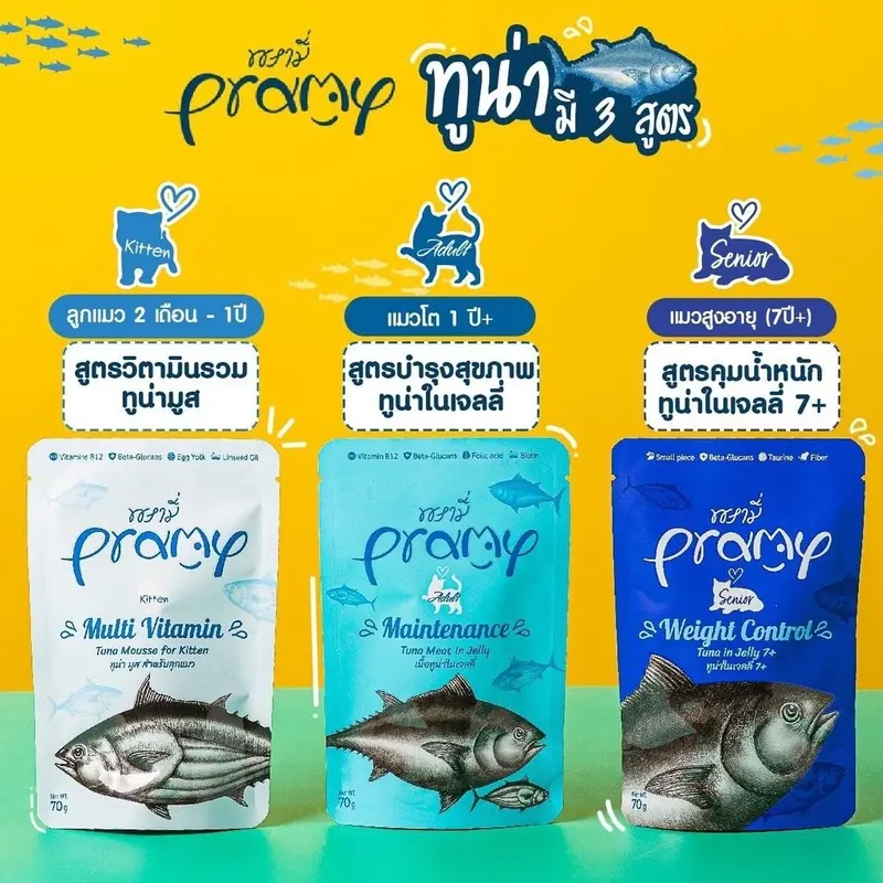 Pramy Functional Pouch อาหารเปียกแมว พรามี่ สูตรดูแลสุขภาพ ขนาด 70 กรัม - ภาพที่ 3