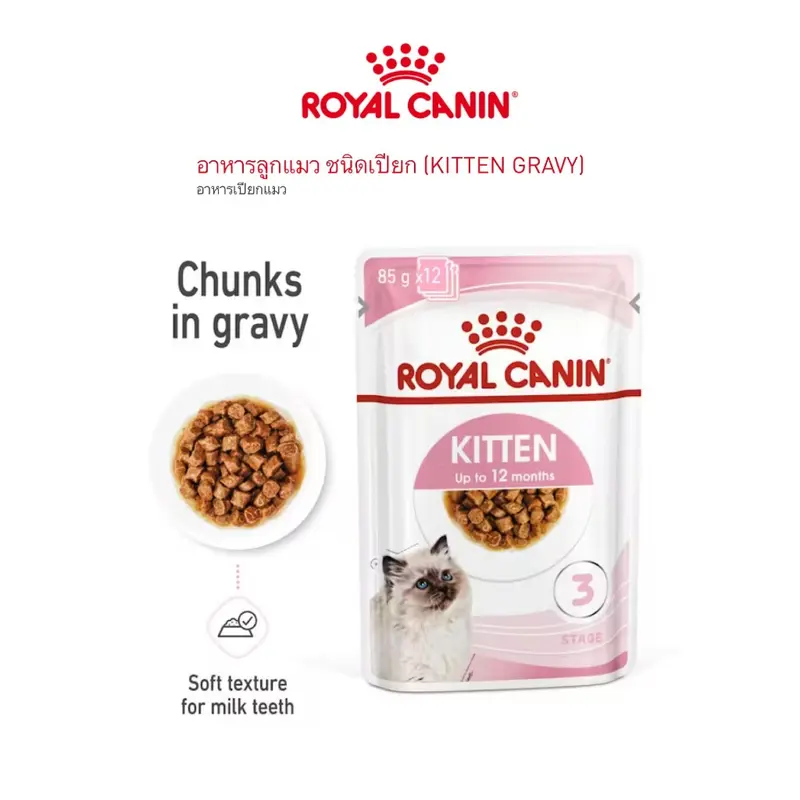 (ยกโหล12ซอง) Royal Canin โรยัลคานิน อาหารเปียกแมวเนื้อนุ่มในเกรวี่ เยลลี่ Loaf ทานง่าย มีครบสูตร 85g. - ภาพที่ 5