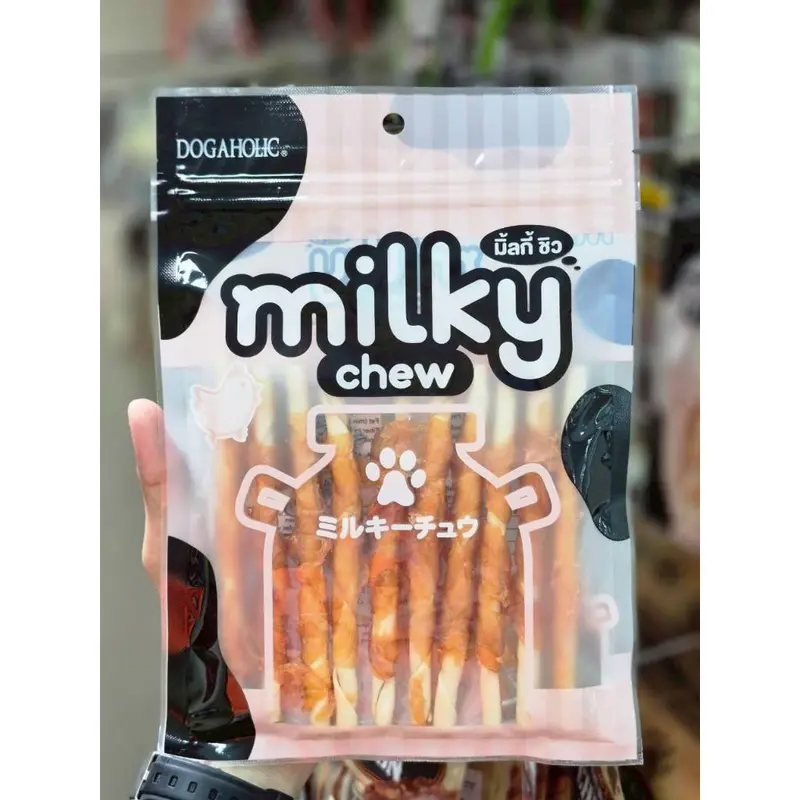 1244 Milky Chew / ขนมสุนัข ขนมหมา มิลกี้ชิว ไก่พันไวท์ทีสติ๊ก 10 ชิ้น 1แถม1 120บาท - ภาพที่ 4