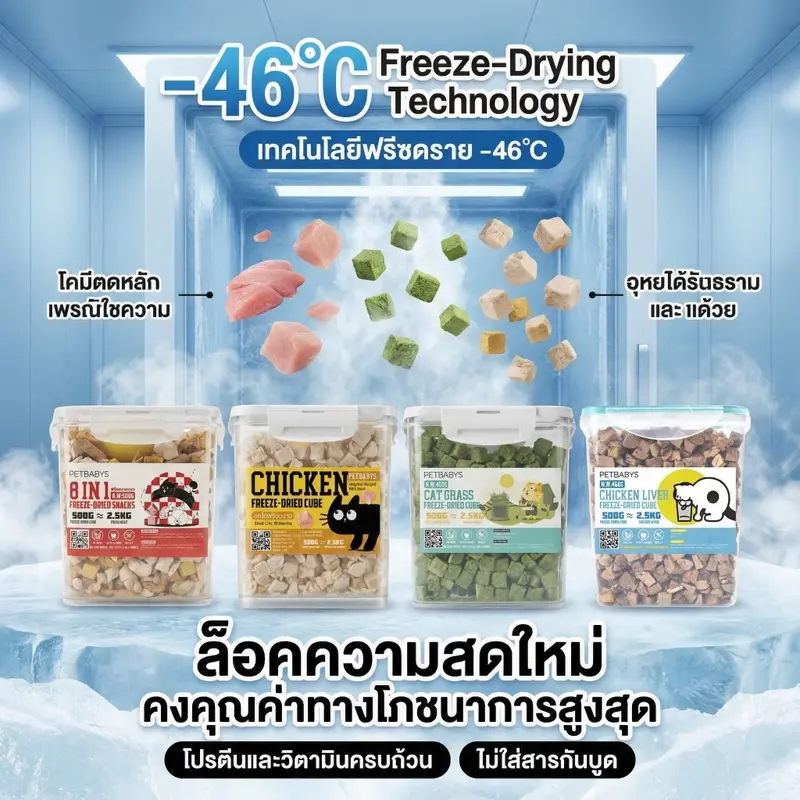 อกไก่ฟรีซดรายขนมฟรีซดราย2.5L ฟรีซดรายขนมแมวไก่ฟรีซดรายแมว 100%ฟู้ดเกรดขนมแมว ขนมแมวหมา - ภาพที่ 3