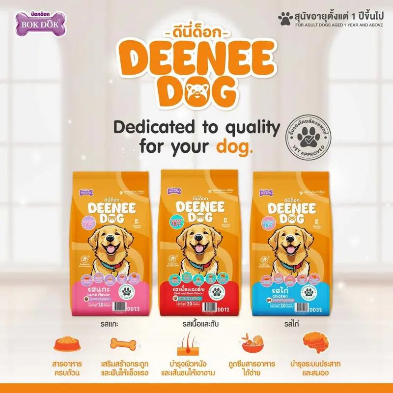 20 กิโลกรัม Deenee Dog อาหารสุนัขคุณภาพสูง สำหรับสุนัขโต 20 กิโลกรัม Deenee Dog อาหารสุนัขคุณภาพสูง สำหรับสุนัขโต