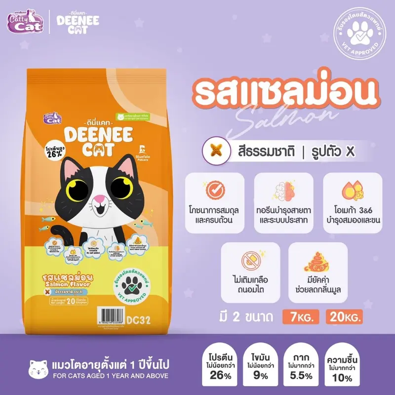 [400g] Cattycat Deenee Cat แคทตี้แคท ดีนี่ แคท อาหารเม็ดแมว โปรตีน 26% แพ็ค 400g - ภาพที่ 6