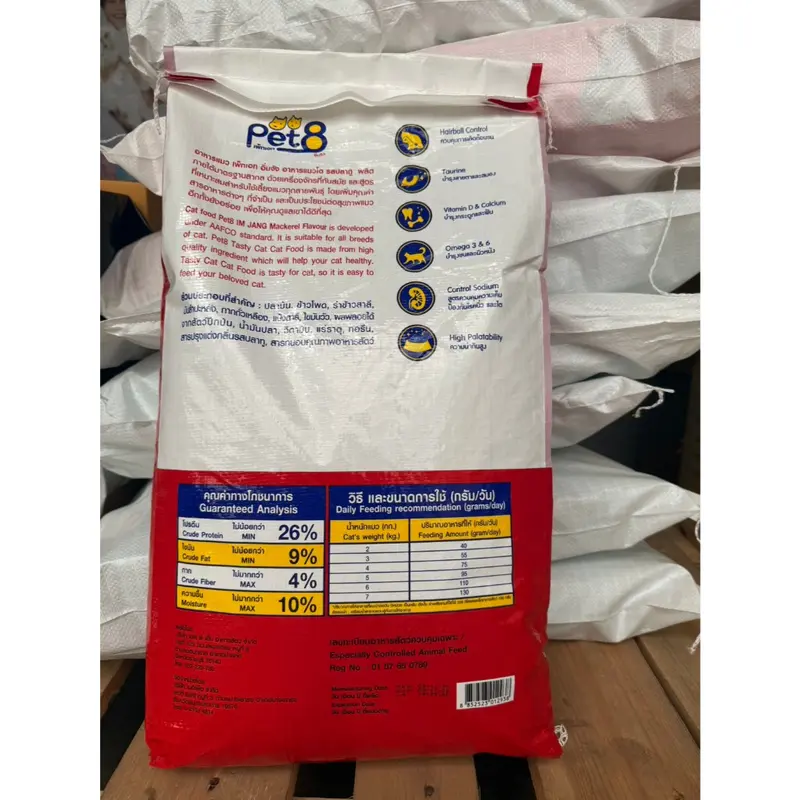 [7 กิโลกรัม] Pet8 เพทเอท อิ่มจัง สูตรโปรตีน 26% ไม่เค็ม อาหารแมวโต ขนาด 7 kg - ภาพที่ 4