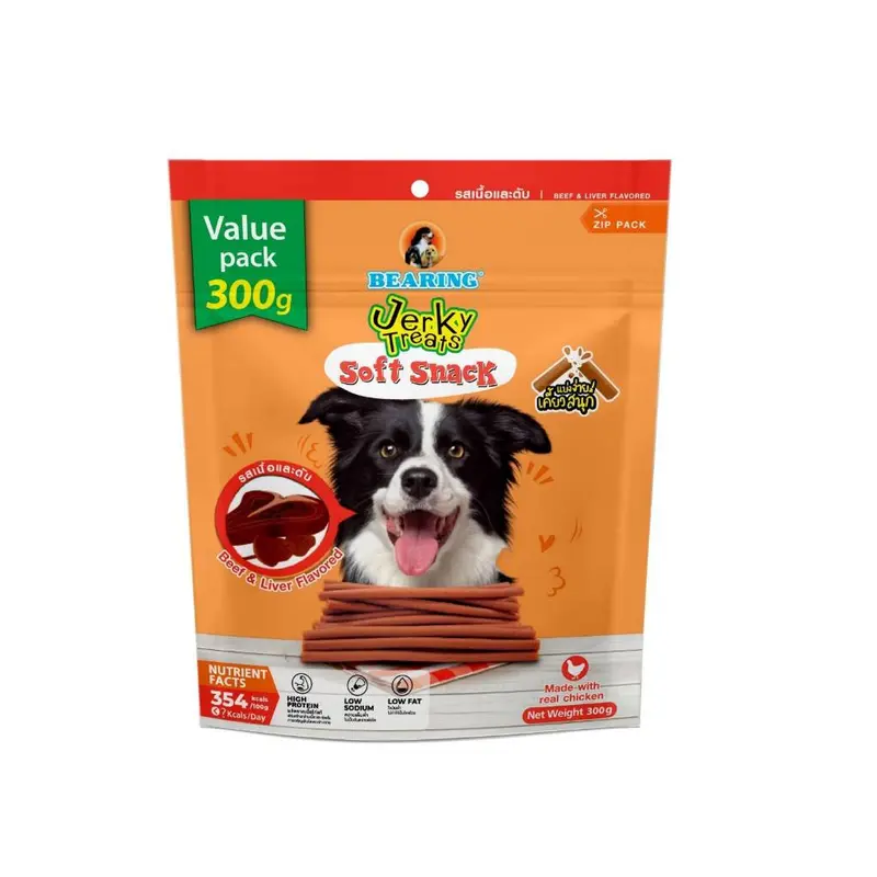 BEARING ขนมสุนัขขนมหมา เนื้อไก่อัดแท่ง Jerky Treats Soft Snack300กรัม BEARING ขนมสุนัขขนมหมา เนื้อไก่อัดแท่ง Jerky Treats Soft Snack300กรัม