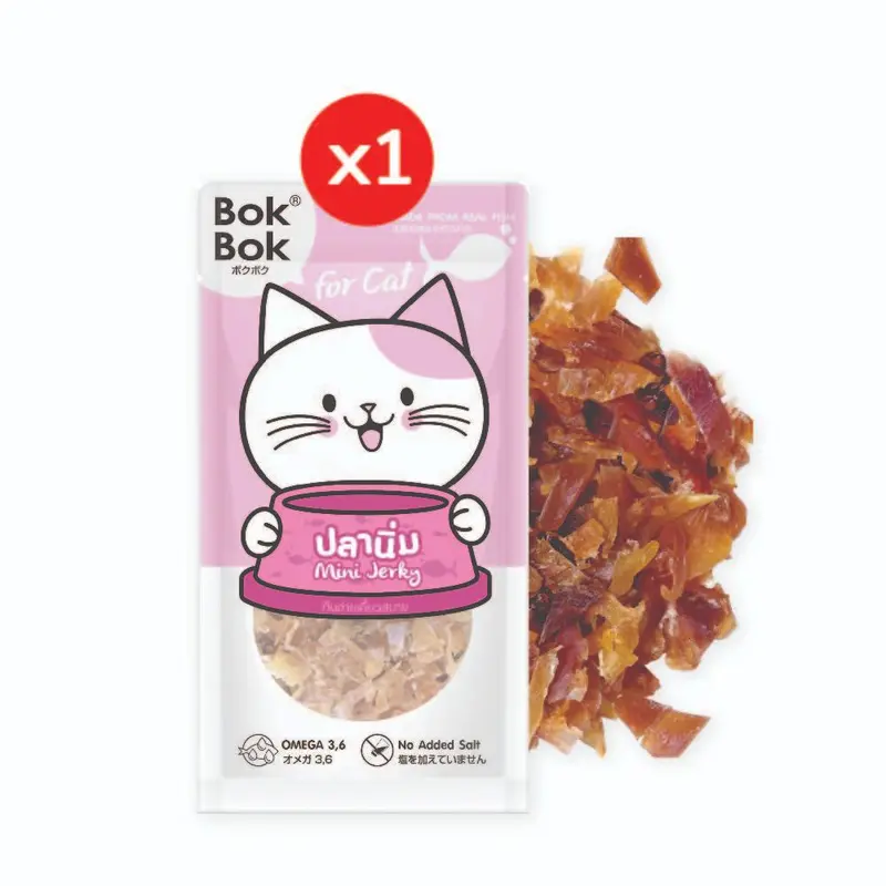ขนมแมว BokBok ปลานิ่ม ทำจากเนื้อปลา 100% ไม่แต่งกลิ่น ไม่เติมสี ไม่ปรุงรส ขนาด 25 กรัม ขนมแมว BokBok ปลานิ่ม ทำจากเนื้อปลา 100% ไม่แต่งกลิ่น ไม่เติมสี ไม่ปรุงรส ขนาด 25 กรัม