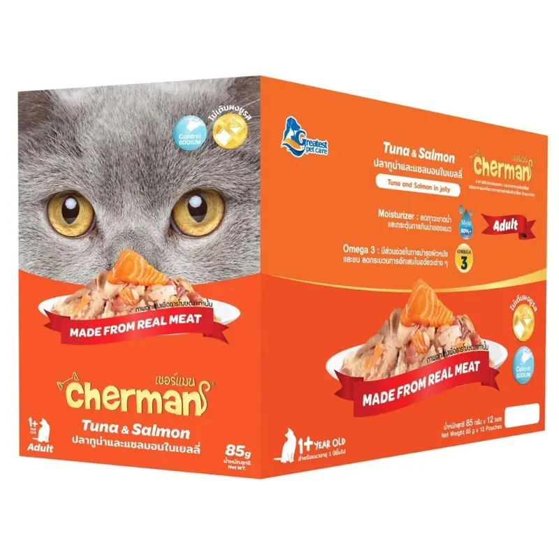 Cherman pouch อาหารแมวเปียกเชอร์แมน ยกโหล 12 ซอง ขนาด แมวโต85g ลูกแมว 70g - ภาพที่ 5