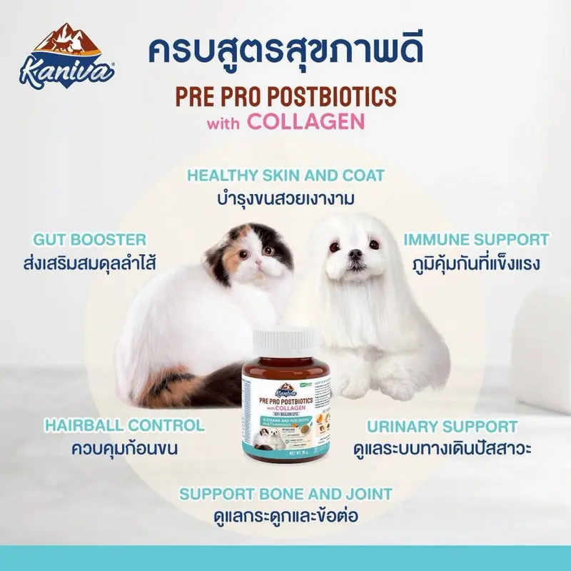 Kaniva อาหารเสริมคานิว่า ปรับสมดุลลำไส้ สำหรับสุนัขและแมว ผงโรยอาหาร 3P Biotics Supplements เสริมภูมิคุ้มกัน ขนาด 30-50g - ภาพที่ 3