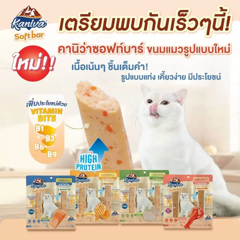 Kaniva Soft Bar คานิว่า ซอฟท์ บาร์ ขนมแมวรูปแบบใหม่ มี Vitamin Bits 15 กรัม* 2ชิ้น (1 แพ็ก) - ภาพที่ 4