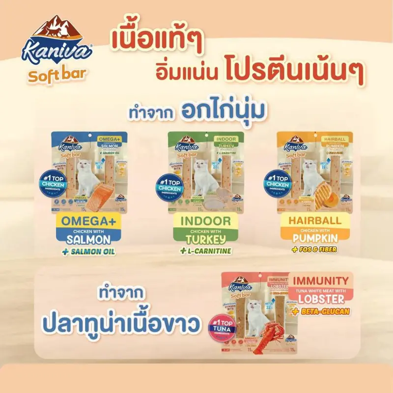 Kaniva Soft Bar คานิว่า ซอฟท์ บาร์ ขนมแมวรูปแบบใหม่ มี Vitamin Bits 15 กรัม* 2ชิ้น (1 แพ็ก) - ภาพที่ 5