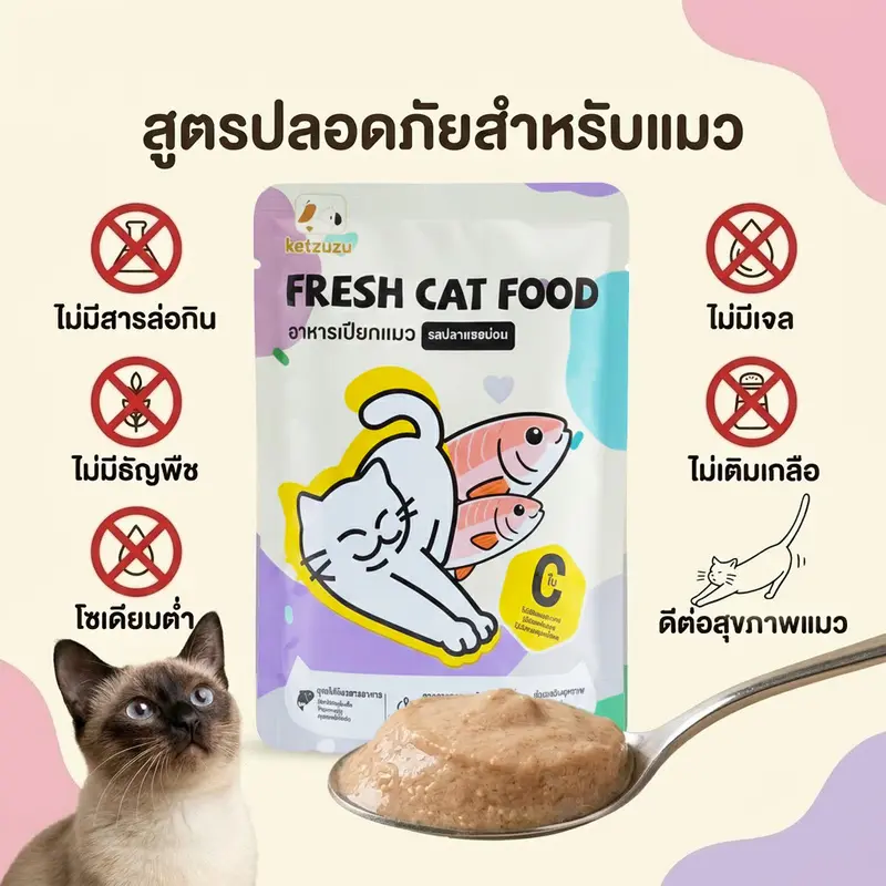 Ketzuzu (12 ซอง) อาหารเปียกแมว เนื้อบดละเอียด เคี้ยวง่าย สำหรับลูกแมวและแมวโต 70g - ภาพที่ 3