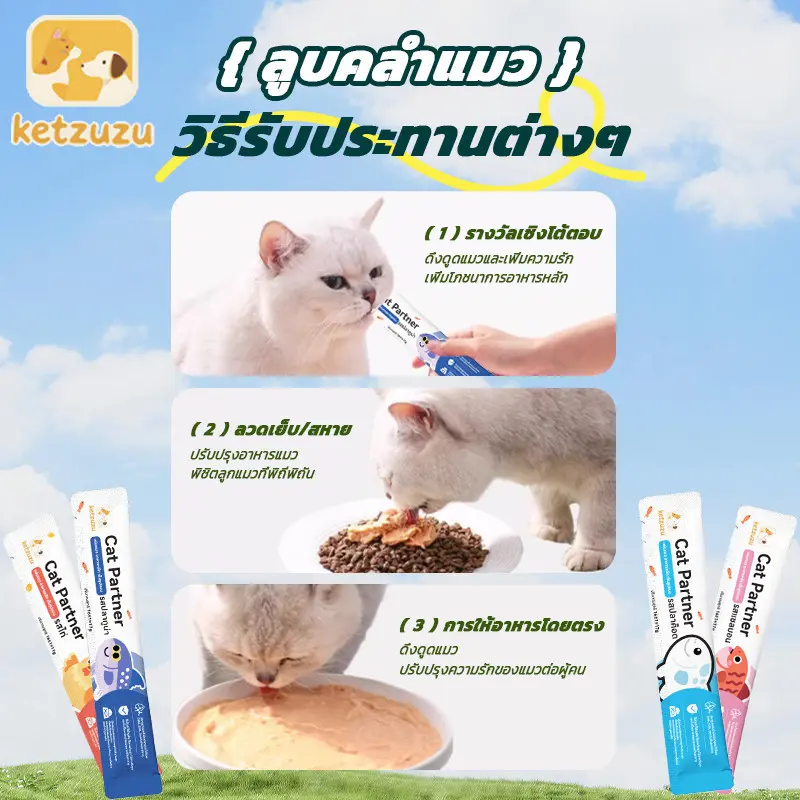 🚀Ketzuzu อาหารแมว 16g ยกแพ็คใหญ่ 🍖 ขนมแมวเลีย กินดี ถ่ายคล่อง - ภาพที่ 6
