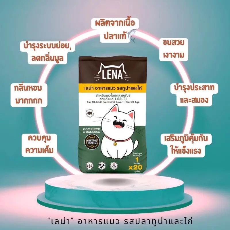 LENA อาหารแมวสำหรับแมวกินยาก ไม่เค็ม ลดความเสี่ยงโรคไต รสทูน่า & ไก่ ขนาด 2 kg - ภาพที่ 3