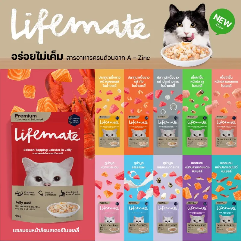 LIFEMATE Cat Wet Food อาหารเปียกแมว 1 กล่อง (12ซอง) - ภาพที่ 6