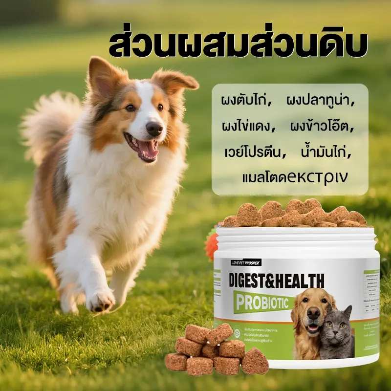 Love Pet Prosper Probiotic บำรุงลำไส้ ช่วยย่อยอาหาร ขนมเสริมสุขภาพสัตว์เลี้ยง 100เม็ด - ภาพที่ 6