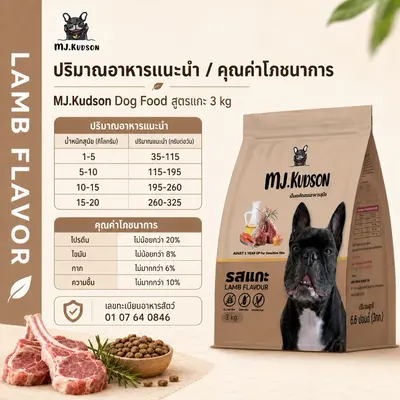 MJ.Kudson อาหารสุนัขพรีเมียมสูตรแกะ (ลดขนร่วง… - ภาพที่ 5