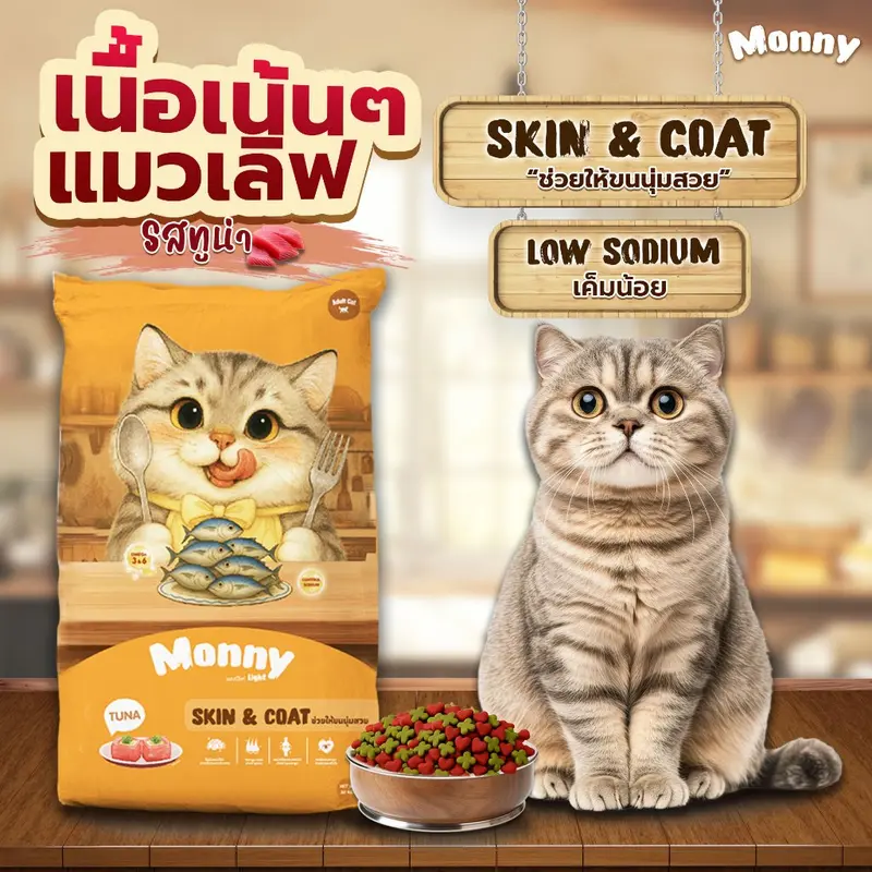 Monny Light อาหารแมวมอนนี่ ไลท์ รสทูน่า เม็ด 2 สี กระสอบ 20 kg. - ภาพที่ 4