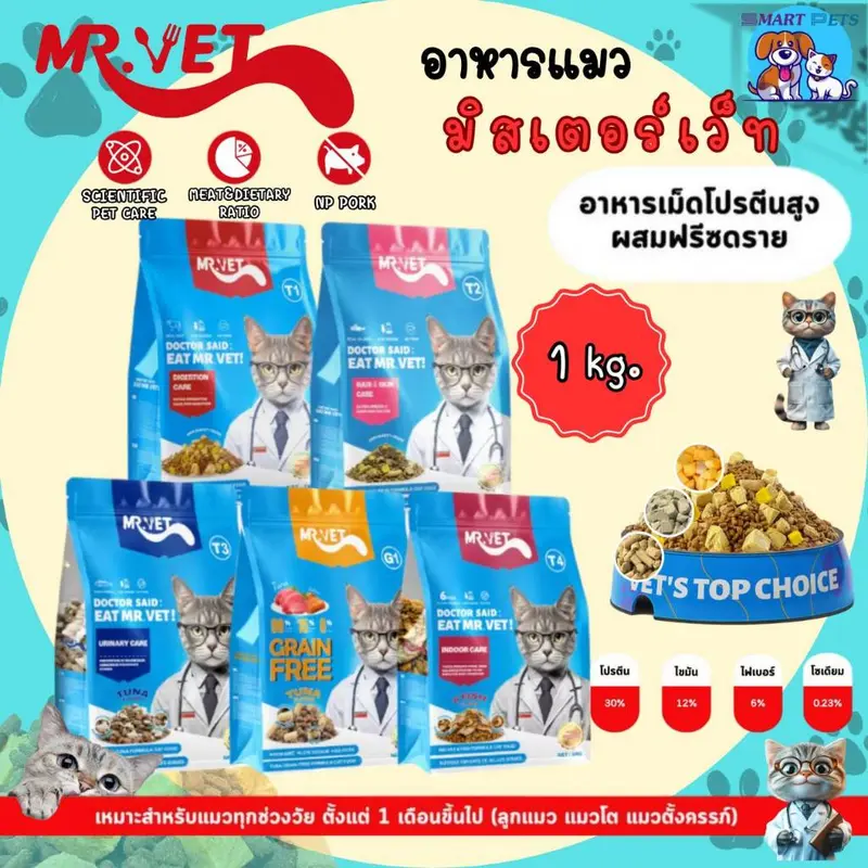 Mr.Vet อาหารเม็ดแมว Holistic มิสเตอร์เวท ขนาด 1 KG เหมาะสำหรับแมวทุกช่วงวัย - ภาพที่ 3