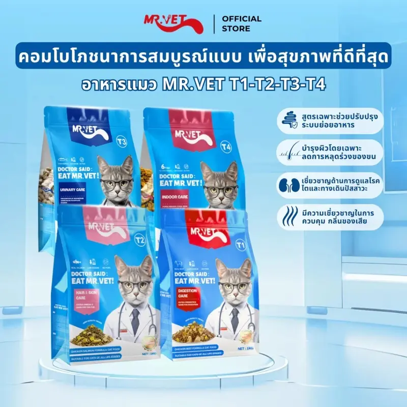 Mr.Vet อาหารเม็ดแมว Holistic มิสเตอร์เวท ขนาด 1 KG เหมาะสำหรับแมวทุกช่วงวัย Mr.Vet อาหารเม็ดแมว Holistic มิสเตอร์เวท ขนาด 1 KG เหมาะสำหรับแมวทุกช่วงวัย
