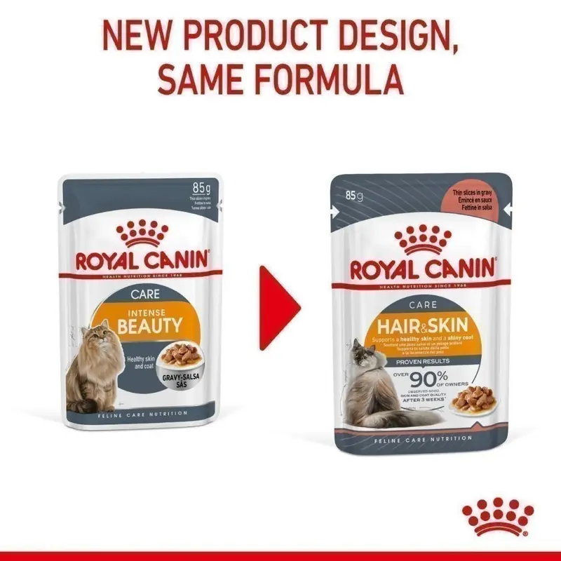(New)Intense Beauty Pouch Gravy [12ซอง] อาหารเปียกแมวโตดูแลผิวหนังและเส้นขน อายุ12เดือนขึ้นไป(Wet Cat Food, โรยัล คานิน) - ภาพที่ 4