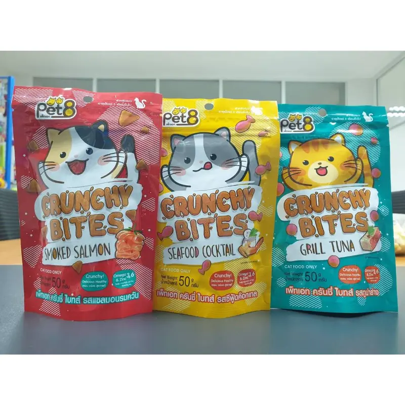 Pet8 ขนมแมว ครันชี่ ไบทส์ กรุ๊บกรอบ ขนาด 50g สูตรลดเค็ม เสริมOmega 3&6 และ zinc ช่วยบำรุงขน - ภาพที่ 3