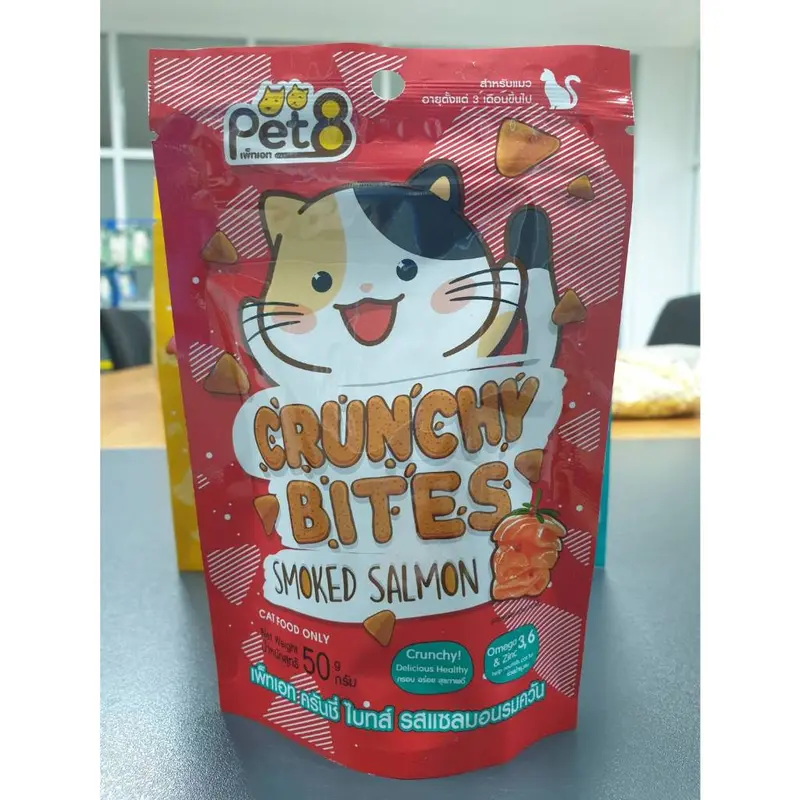 Pet8 ขนมแมว ครันชี่ ไบทส์ กรุ๊บกรอบ ขนาด 50g สูตรลดเค็ม เสริมOmega 3&6 และ zinc ช่วยบำรุงขน - ภาพที่ 4