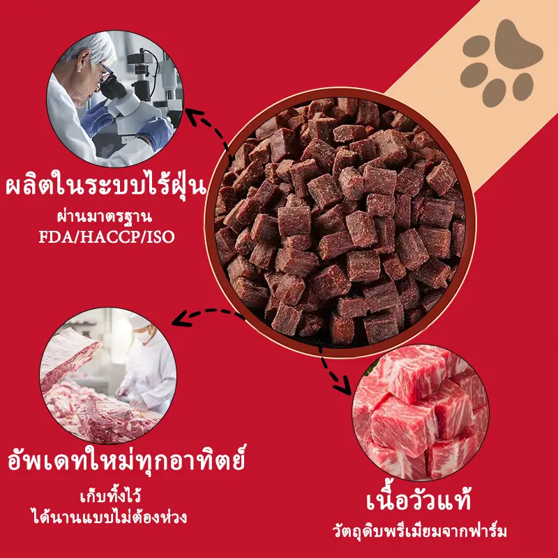 PETLOVRESขนมสุนัขขนมแมว 500 กรัม เนื้อวัวเม็ด ทำจากเนื้อวัว โปรตีนสูง ขนมขบเคี้ยวสำหรับสุนัข - ภาพที่ 3