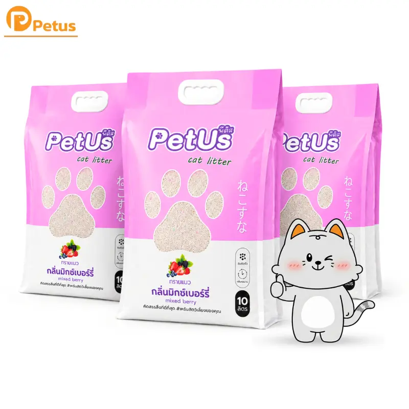 Petus Litter ทรายแมวเบนโทไนท์ 10 ลิตร 3 ถุง Cat Litter จับตัวเป็นก้อนไว เก็บกลิ่นได้ดี ไม่ติดเท้า - ภาพที่ 3