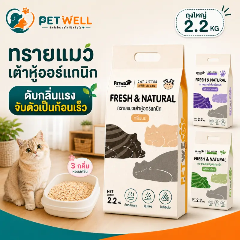 ทรายแมว PETWELL ทรายแมวเต้าหู้ออร์แกนิก 7L/2.2KG… ทรายแมว PETWELL ทรายแมวเต้าหู้ออร์แกนิก 7L/2.2KG…