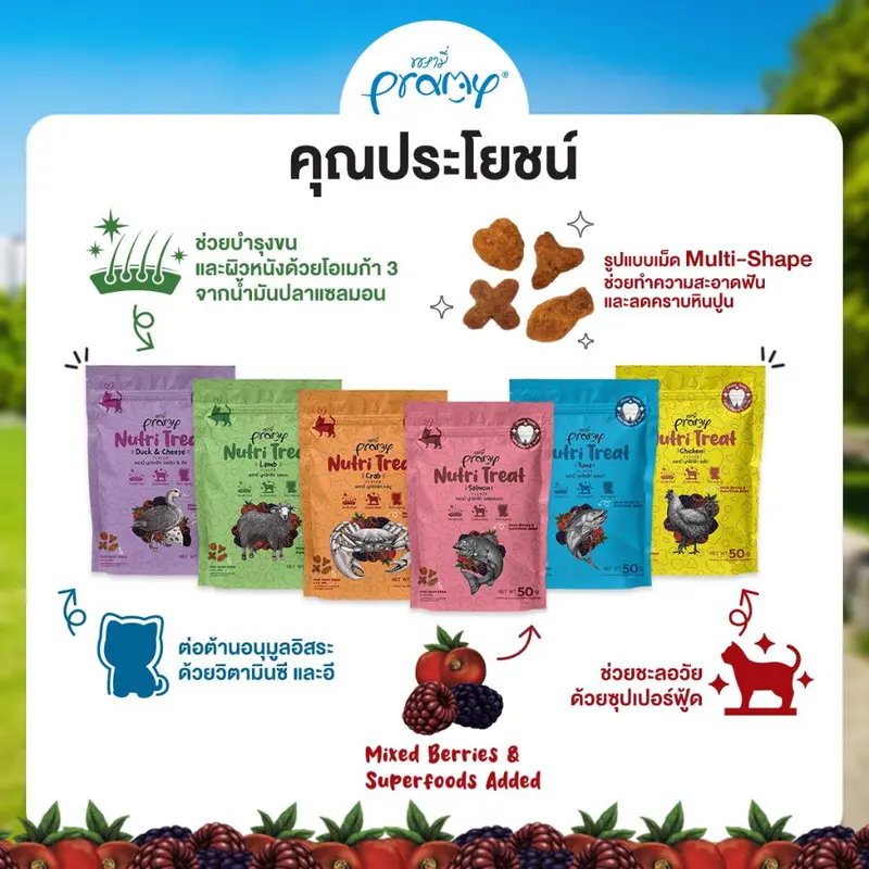 Pramy Nutri-Treat พรามี่ ขนมขัดฟันแมวหลากหลายรสชาติ ขนาด 50g - ภาพที่ 4