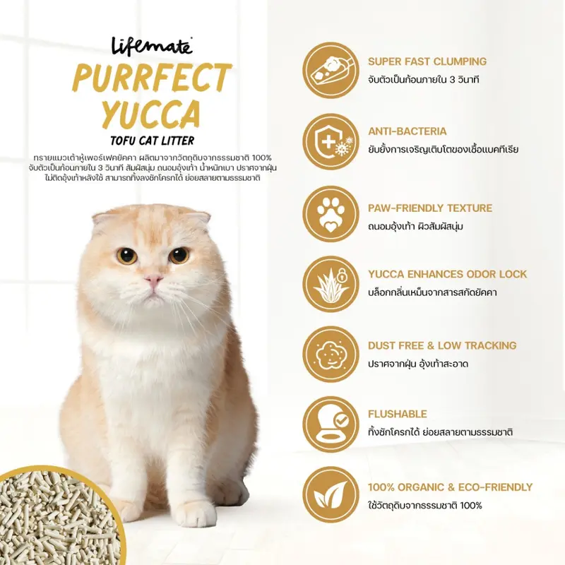 Purrfect Yucca Tofu Cat Litter ทรายแมวเต้าหู้… - ภาพที่ 3
