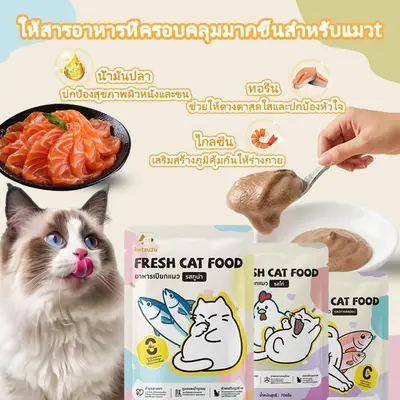 70G*12แพ็ค อาหารเปียกแมว บำรุงผิวหนังและขน สุขภาพดี… - ภาพที่ 3