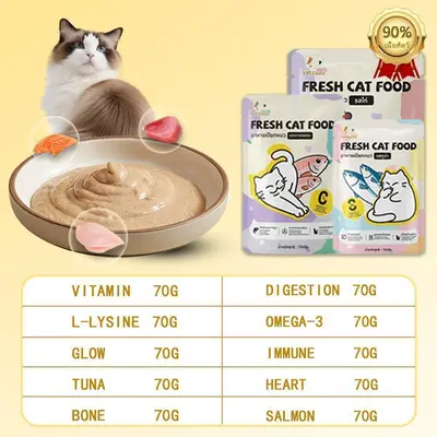 70G*12แพ็ค อาหารเปียกแมว บำรุงผิวหนังและขน สุขภาพดี… - ภาพที่ 4